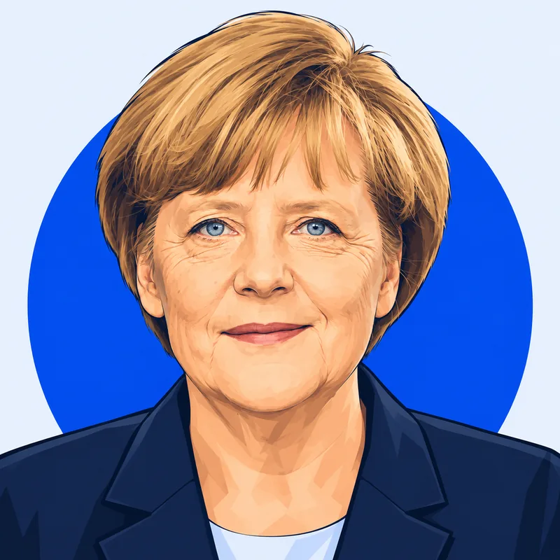 Illustriertes Porträt von Angela Merkel
